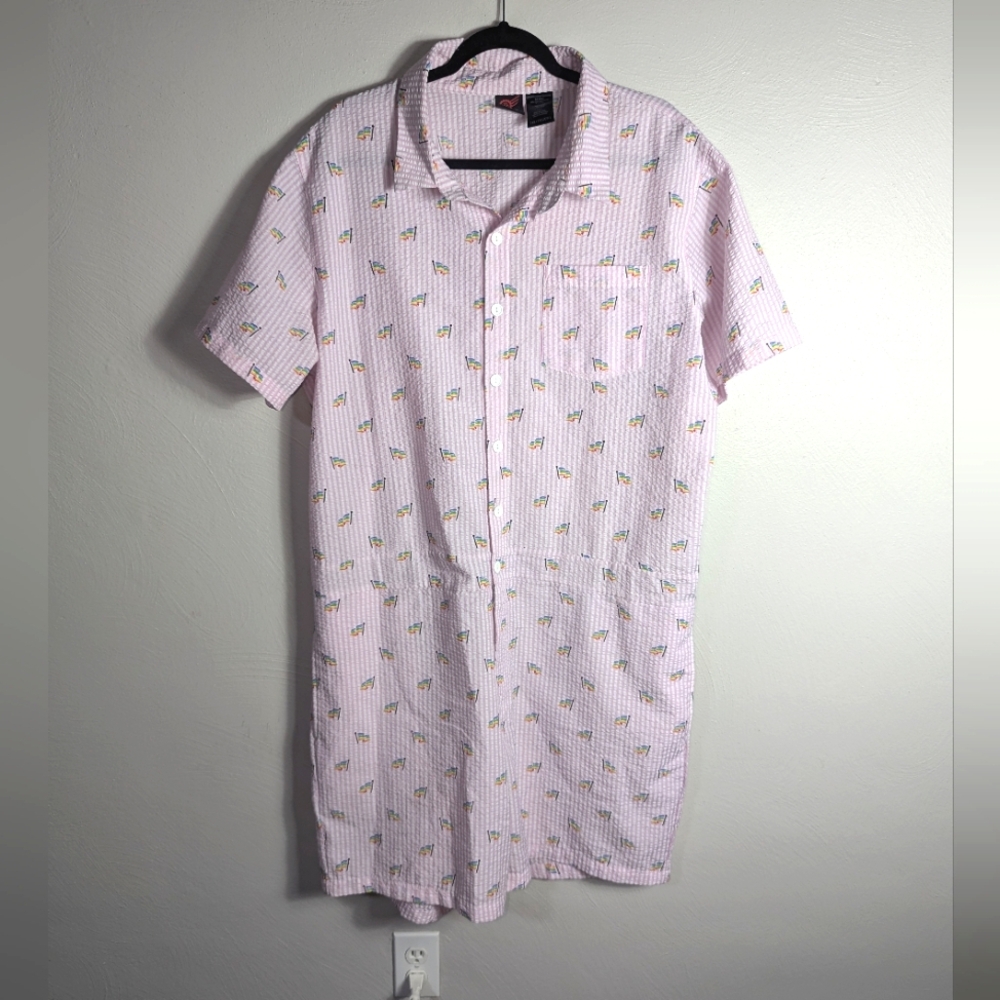 2X Mad Engine Pink Seersucker Pride Flag Romper